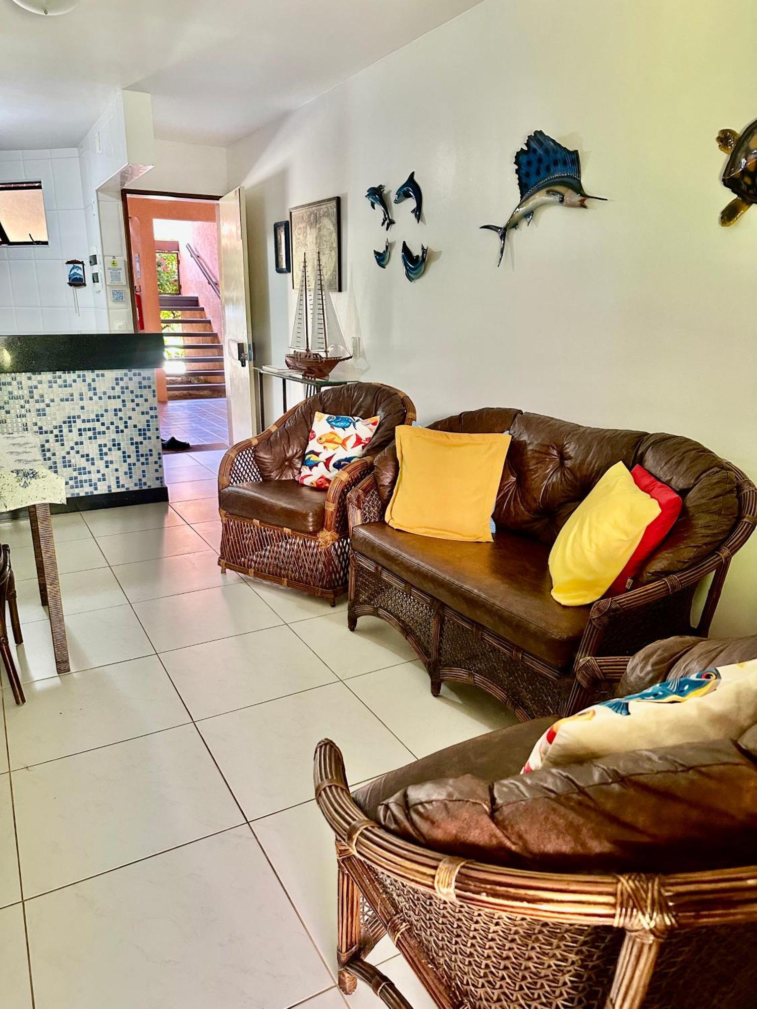 Flat Guarajuba 4 Quartos Terreo A Beira Mar - Pe Na Areia - Governanca Com Arrumadeira E Wi Fi Inclusos Apartment